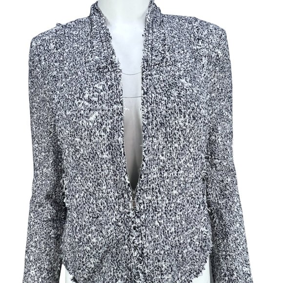 Navy/White Rebecca Taylor Stretch-Boucle Crop Jacket Size 8 - Picture 7 of 16